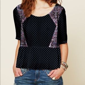 Free People Paisley Peplum Boho Top